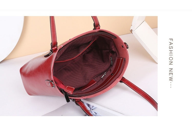Big Bag Genuine Leather Capacity Cowhide Messenger Bag Female Hand-held Tote