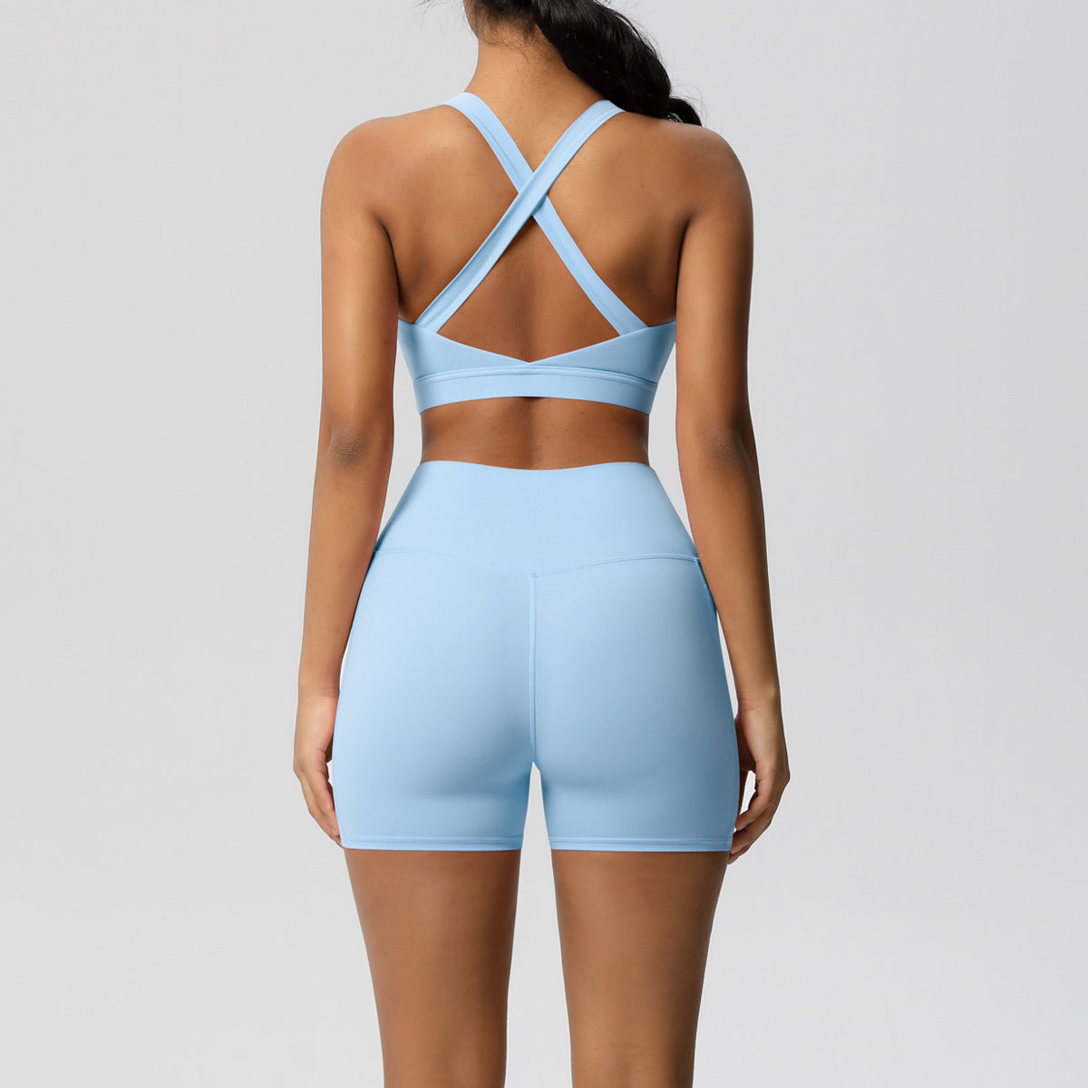 Women's Pure Color Tight Yoga Vest Sports Underwear Shorts Suit