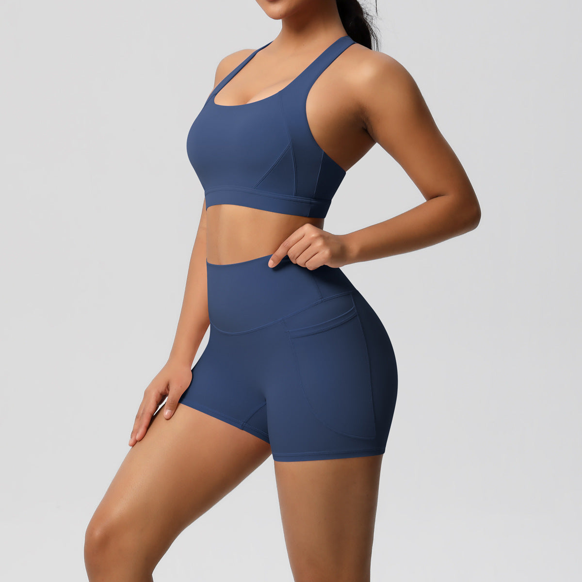 Women's Pure Color Tight Yoga Vest Sports Underwear Shorts Suit