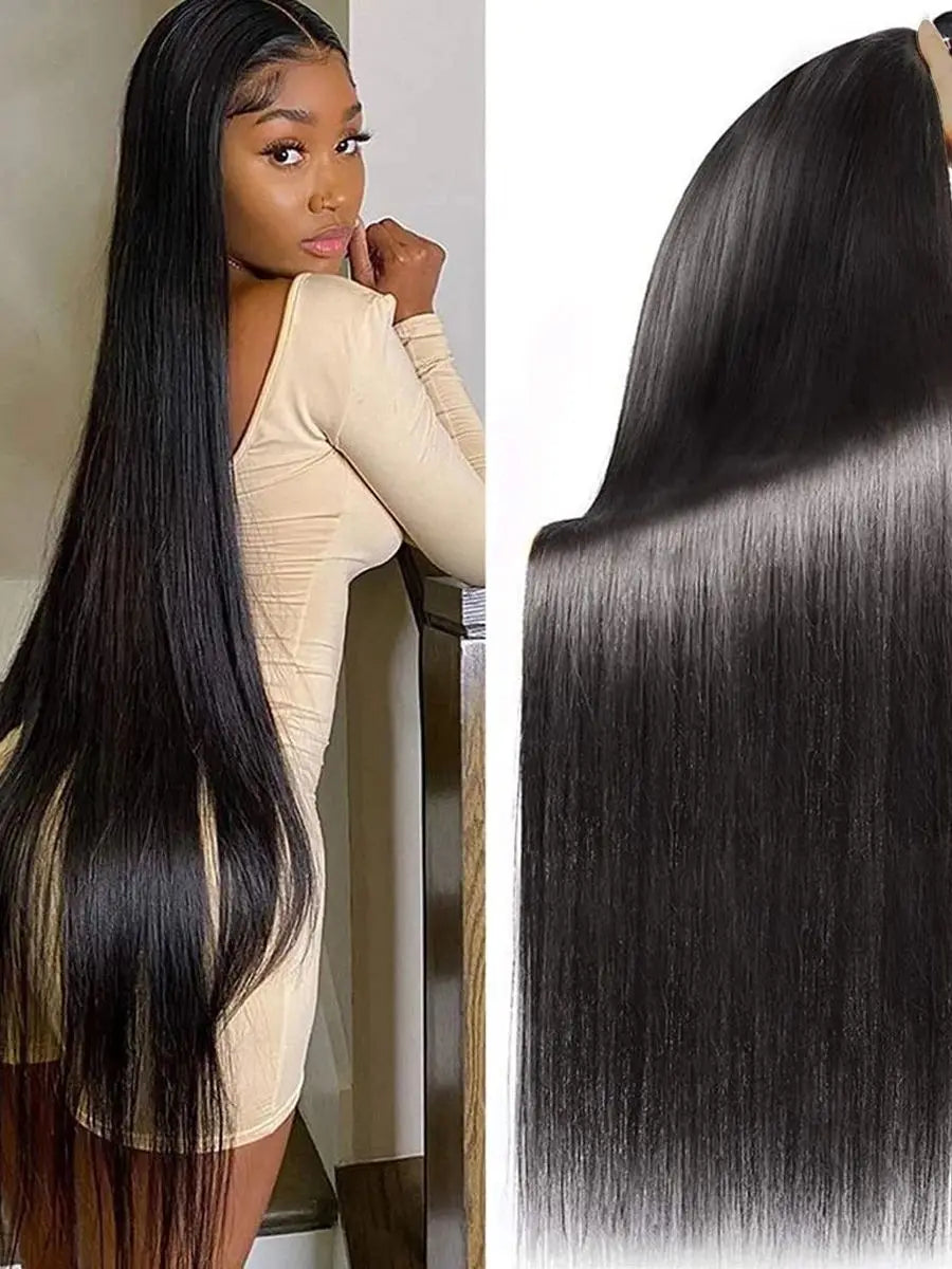 32 38Inch Straight Wigs Double Weft Bundle 100% bulk Human Hair Raw Hair Extensions Tissage Unprocessed Brazilian Hair Weave