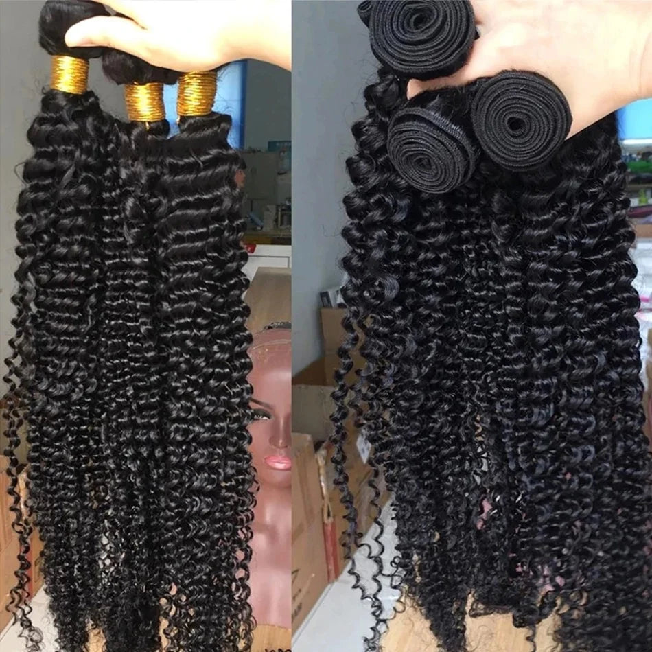 30 Inch Deep Wave 4PCs  Bundles Deal Malaysian Human Hair Weave Bundles 100% Virgin Deep Water Curly Bundles Extensions Tissage