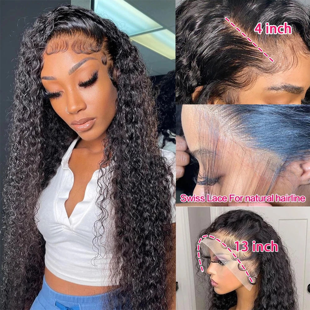 30Inch Deep Wave Lace Front Wig Transparent 13x4 13x6 Lace Frontal Human Hair Wigs 4x4 Lace Wig Remy Deep Curly Front Wig Jarin